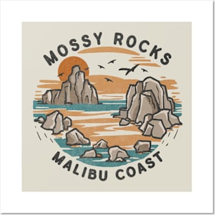 Mossy Rocks, Malibu Coast Posters and Art